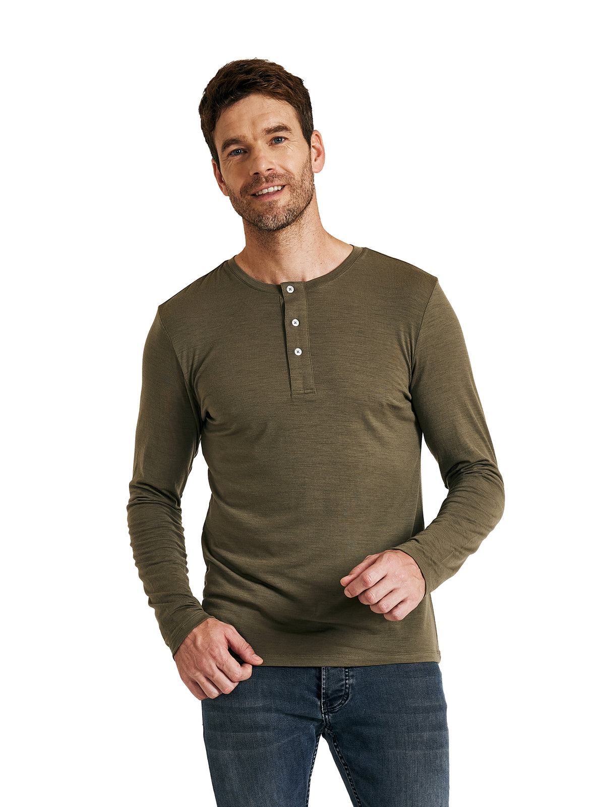 METARINO Men's Merino Wool Henley Long Sleeve Shirt