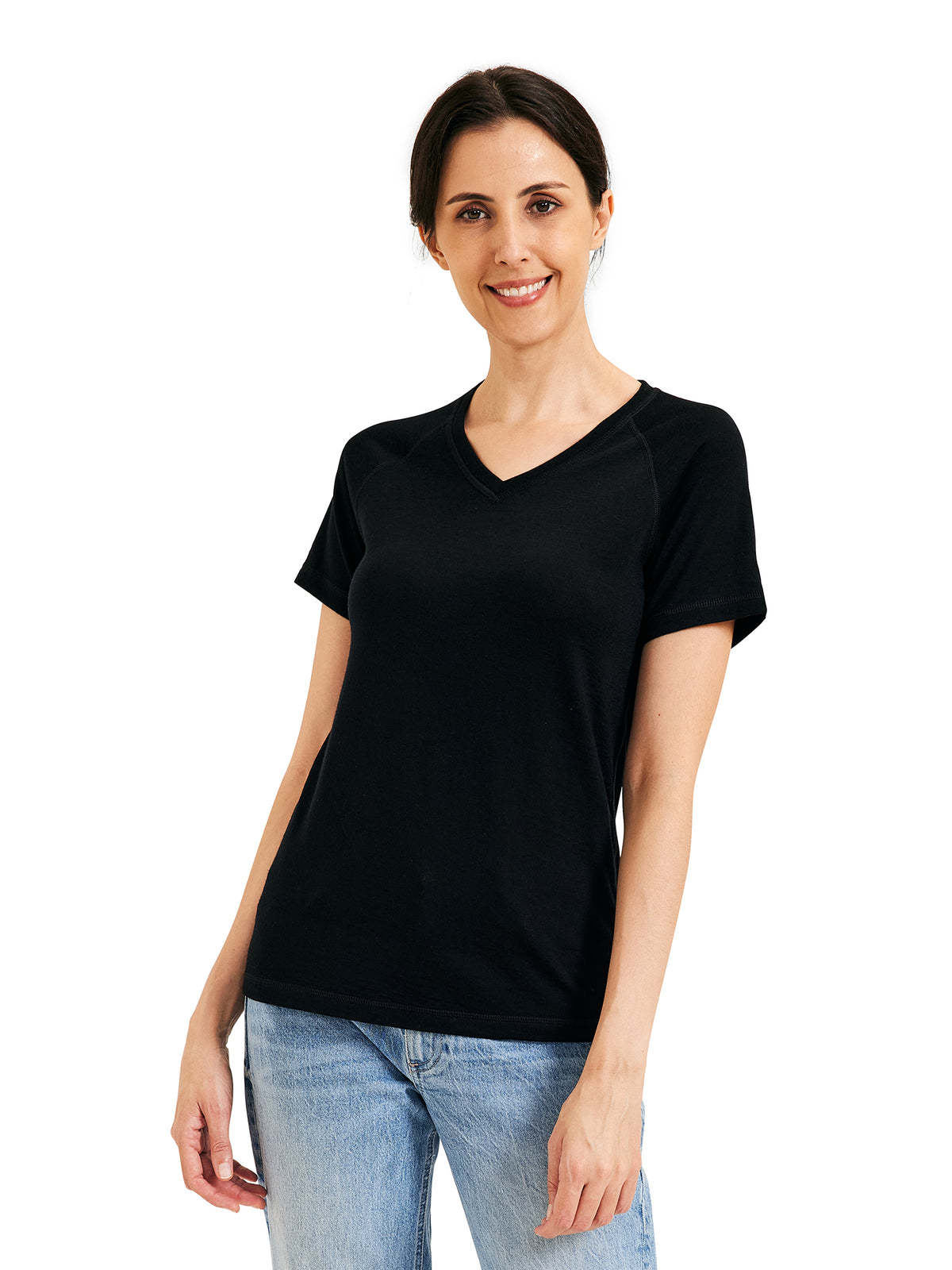 METARINO 100% Merino Wool Women's V Neck T-Shirt